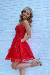 Cute Homecoming Dress Red A Line Tulle Zipper Back Short Party Cocktail Dress