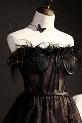 Cute Homecoming Dress Strapless Black Tulle Short Party Cocktail Dress