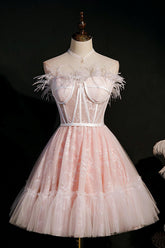 Cute Homecoming Dress Strapless Black Tulle Short Party Cocktail Dress