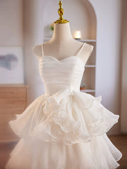 Cute Homecoming Dress Sweetheart Neck Organza White Short Party Cocktail Dress