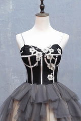 Cute Homecoming Dress Sweetheart Neck Tulle Black Short Party Cocktail Dress