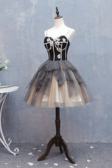 Cute Homecoming Dress Sweetheart Neck Tulle Black Short Party Cocktail Dress