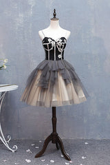 Cute Homecoming Dress Sweetheart Neck Tulle Black Short Party Cocktail Dress