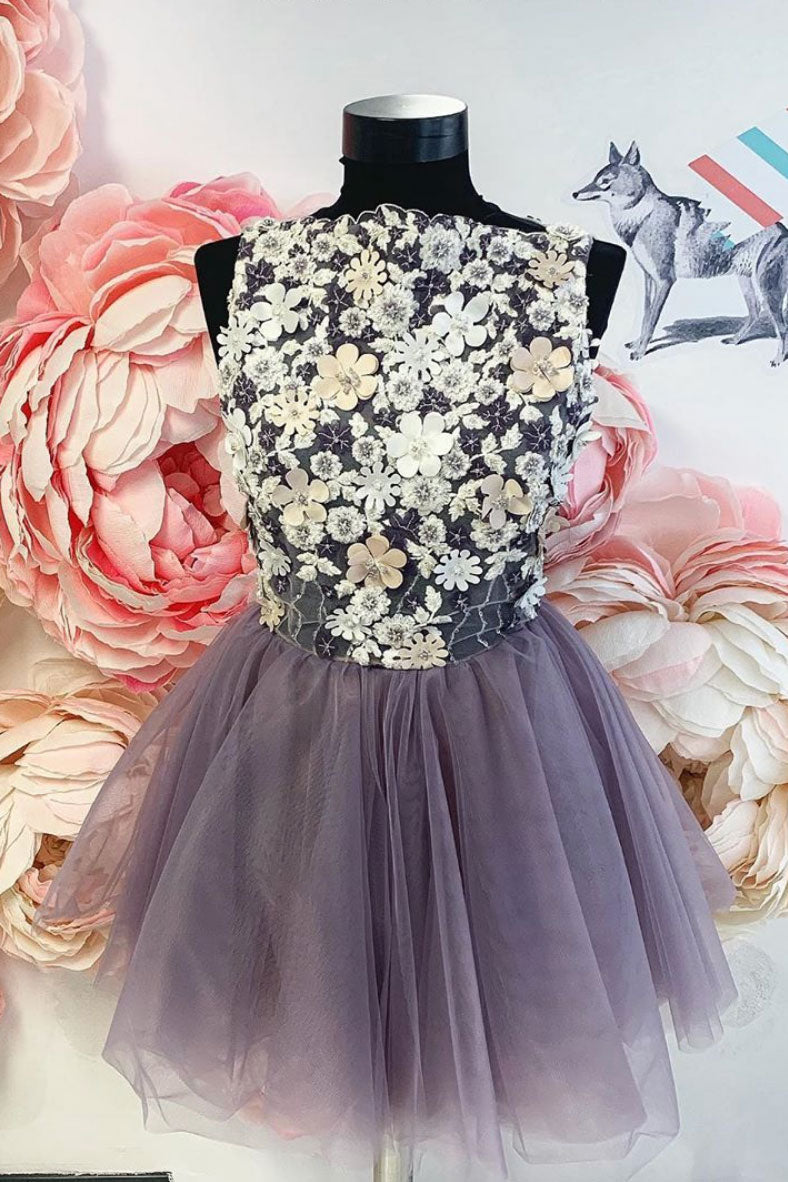 Cute Homecoming Dress Tulle Lace Short Party Cocktail Dress