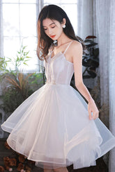Cute Homecoming Dress White Tulle Short Party Cocktail Dress