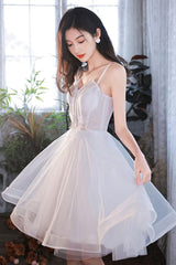 Cute Homecoming Dress White Tulle Short Party Cocktail Dress