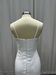 Elastic Satin Wedding Dress with Sheath/Column Square Neckline and Sleeveless Sweep Train