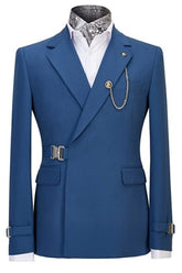 Dark Blue Notched Lapel Prom Suit for Men