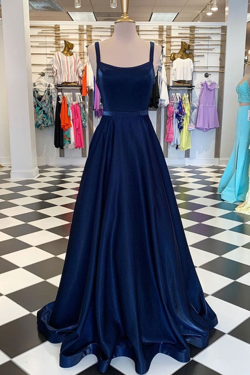 Dark Blue Prom Dress Long Simple Formal Evening Dress