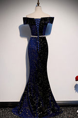 Dark Blue Prom Dress Mermaid Long Evening Dress