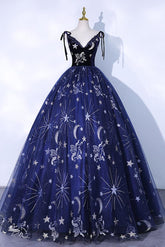 Dark Blue Velvet Formal Dress A Line Tulle Lace Long Evening Dress