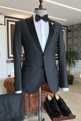 Dark Gray Two Piece Peaked Lapel Business Suit
