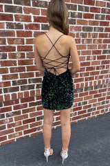 Dark Green Homecoming Dresses Sequined Tight Short Cocktail Dresses