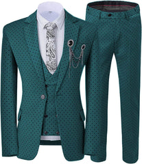 Dark Green Notched Lapel 3 Piece Prom Suit