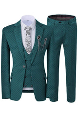 Dark Green Notched Lapel 3 Piece Prom Suit