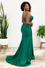 Dark Green Prom Dress Sequined Mermaid Long Evening Dress