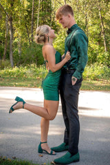 Dark Homecoming Dress green Delicate Pasta Strap Cropped With Beading Short Party Cocktail Dress