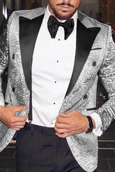 Double-Breasted Men's Blazer With Six Buttons And Sequins In A Tailored Fit