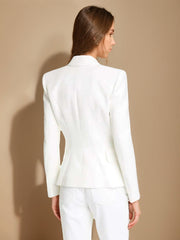 Double Breasted Peak Lapel Blazer For Women