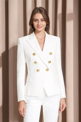 Double Breasted Peak Lapel Blazer For Women