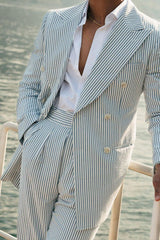 Double Breasted Six-Button Men's Wedding Suit In Tailored Fit