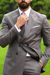 Double Breasted Six-Button Tailored Fit Wedding Suit For Men In Solid Colors