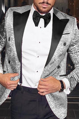 Double-Breasted Six-Button Tailored Party Jacket For Men