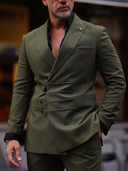 Double-Breasted Six-Button Two-Piece Wedding Suit For Men Standard Fit