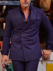 Double-Breasted Six-Button Two-Piece Wedding Suit For Men Standard Fit