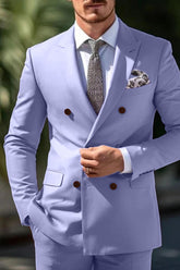 Double-Breasted Six-Button Wedding Suit For Men Standard Fit 2-Piece Set