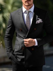 Double Breasted Six-Button Wedding Suit Set For Men Tailored Fit