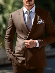 Double Breasted Six-Button Wedding Suit Set For Men Tailored Fit
