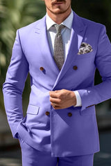 Double Breasted Six-Button Wedding Suit Set For Men Tailored Fit