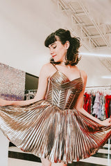 Dressystars A-Line Brown Homecoming Dresses Spaghetti Straps Corset Short Cocktail Dresses