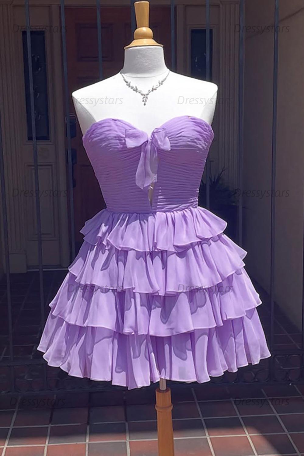 Dressystars A Line Homecoming Dresses Blue Tulle Sweetheart Tiered Cocktail Dresses
