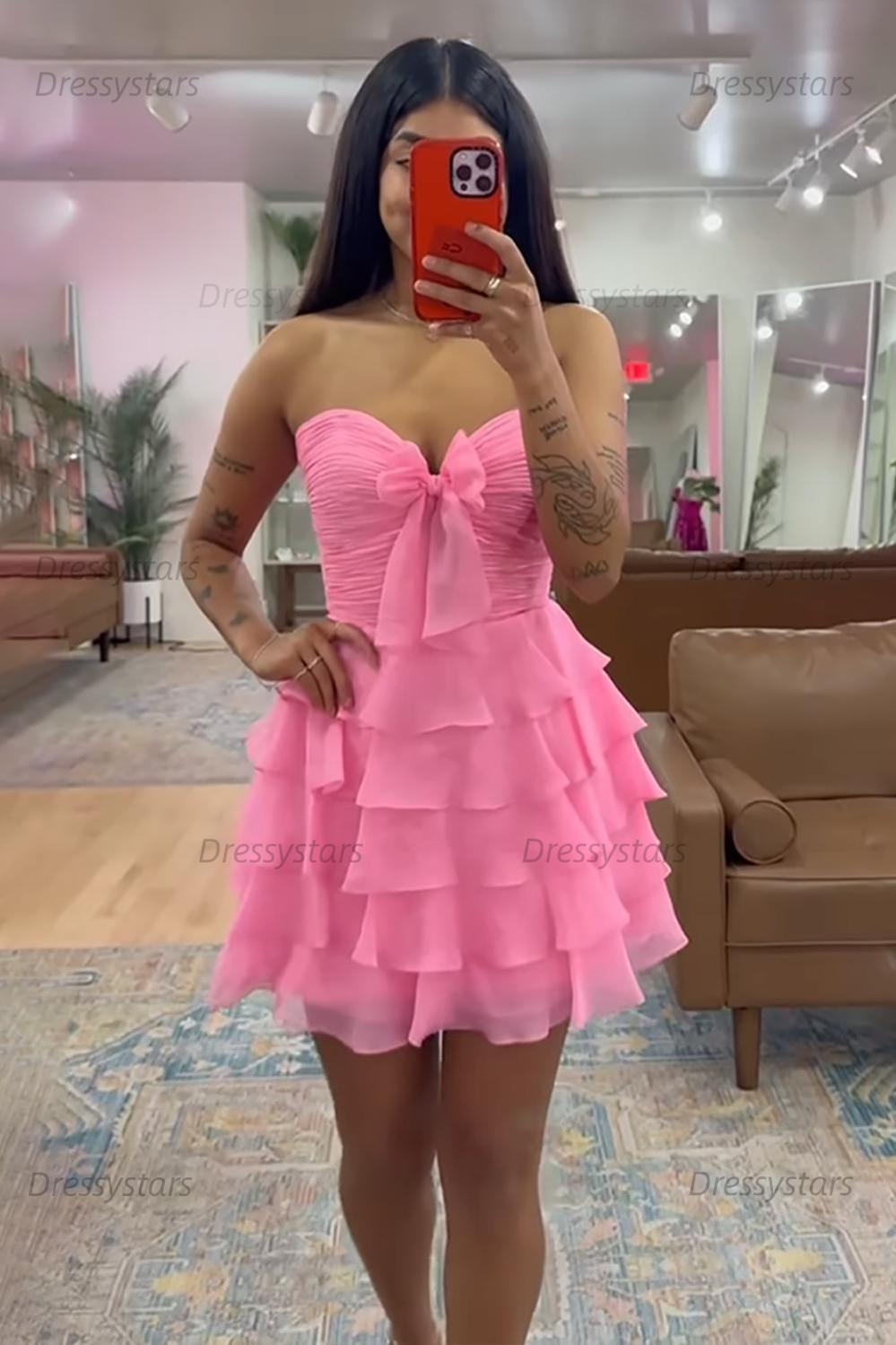 Dressystars A Line Homecoming Dresses Blue Tulle Sweetheart Tiered Cocktail Dresses