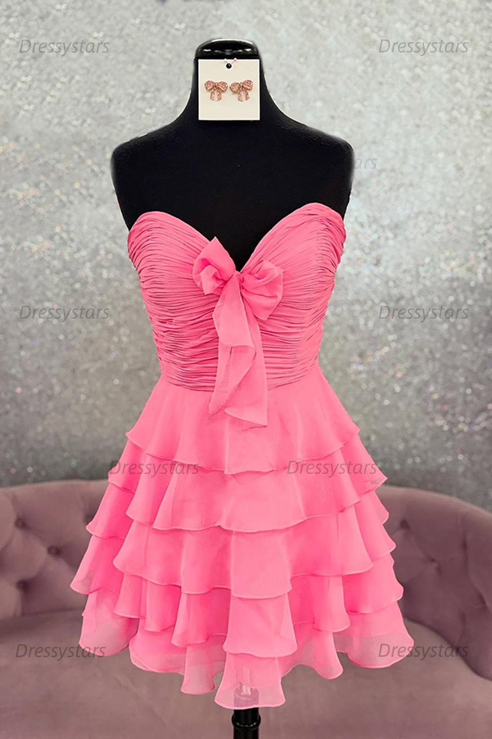 Dressystars A Line Homecoming Dresses Blue Tulle Sweetheart Tiered Cocktail Dresses