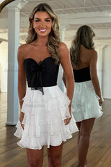 Dressystars A Line Homecoming Dresses Blue Tulle Sweetheart Tiered Cocktail Dresses