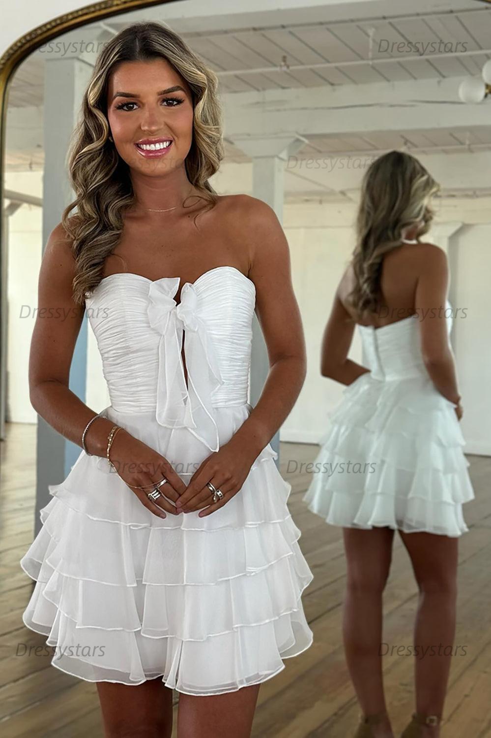 Dressystars A Line Homecoming Dresses Blue Tulle Sweetheart Tiered Cocktail Dresses