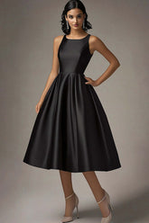 Dressystars A Line Knee-Length Scoop Neck Black Wedding Guest Dress Formal Dress