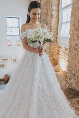 Dressystars A Line Lace Off The Shoulder Sleeveless White Wedding Dress Bridal Gown With Appliques