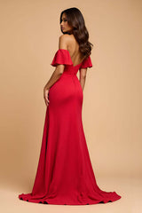 Dressystars A Line Satin Sweetheart Red Wedding Guest Dress Long Formal Dress