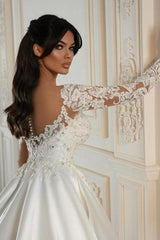Dressystars A Line Sleeve White Wedding Dress Beaded Lace Up Lace Ball Gown Bridal Gown With Pearls
