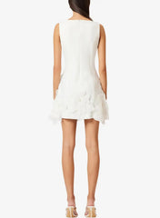Dressystars A Line Square Neckline Sleeveless Short Mini Satin Wedding Dress with Flower
