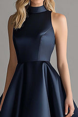 Dressystars Asymmetrical Navy Wedding Guest Dress A Line High-Low Formal Dress