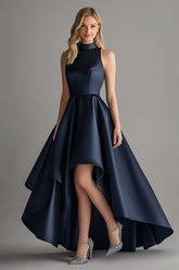 Dressystars Asymmetrical Navy Wedding Guest Dress A Line High-Low Formal Dress