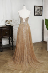 Dressystars Beaded Formal Dress Strapless Sheath Wedding Party Dress with Panel Train