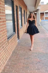 Dressystars Black Corset A Line Homecoming Dresses Short Cocktail Dresses With Ruffles