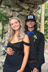 Dressystars Black Homecoming Dress Cold Shoulder Corset Tight Short Prom Dress