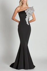 Dressystars Black Wedding Guest Dress Mermaid One Shoulder Long Formal Dress With Sequines